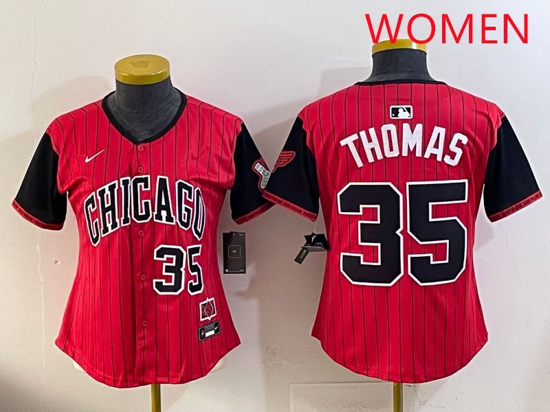 Women 2025 Chicago White Sox #35 Thomas Red Joint Name Nike MLB Jersey style 5